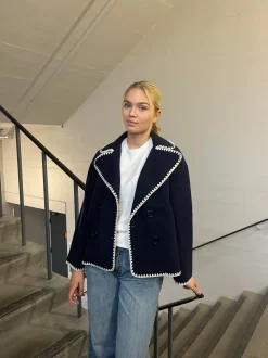 Adele jakke med stitchings - Navy