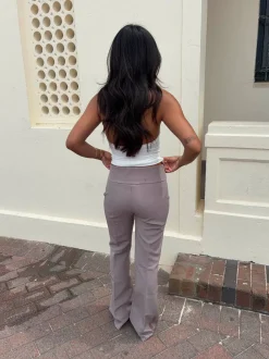 Adelita low waisted suit bukser - Taupe