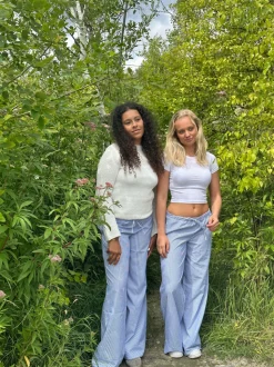 Adina lavtaljede bukser med striber - Blå