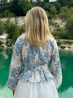 Agathe bluse - hvid/blå
