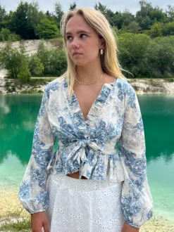 Agathe bluse - hvid/blå