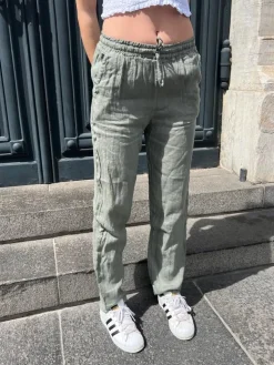Aino hør bukser - kaki