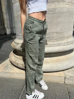 Aino hør bukser - kaki