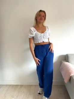 Aino hør bukser - kongeblå