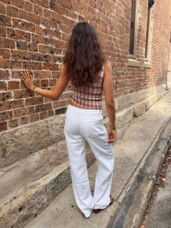 Alaia lavtaljede jeans med lyn detalje - Hvid denim
