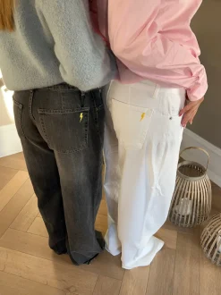 Alaia lavtaljede jeans med lyn detalje - Hvid denim