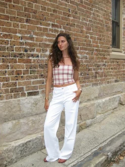 Alaia lavtaljede jeans med lyn detalje - Hvid denim