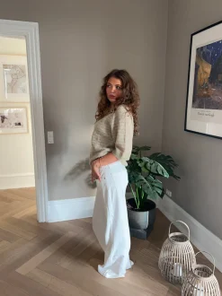 Alaia lavtaljede jeans med lyn detalje - Hvid denim