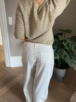 Alaia lavtaljede jeans med lyn detalje - Hvid denim