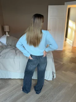 Alaia lavtaljede jeans med lyn detalje - Grå denim