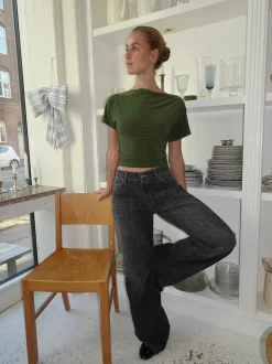 Alaia lavtaljede jeans med lyn detalje - Grå denim