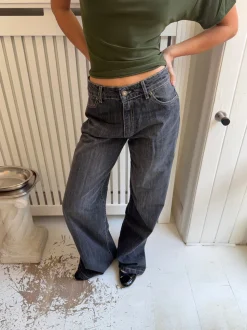 Alaia lavtaljede jeans med lyn detalje - Grå denim