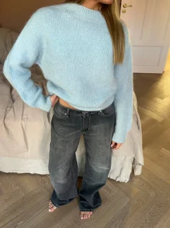 Alaia lavtaljede jeans med lyn detalje - Grå denim