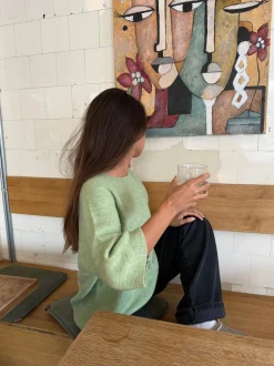 Alia trekvartærmet striktrøje - Grøn