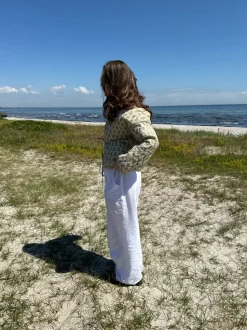 Alisa mønstret quiltet jakke - Grøn/beige
