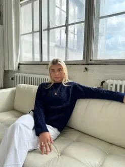 Alison striktrøje - navy