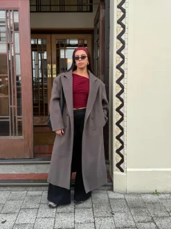 Alva oversized frakke - Taupe