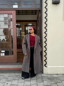 Alva oversized frakke - Taupe