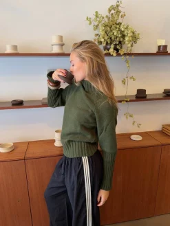 Alyssa striktrøje med turtleneck - Grøn