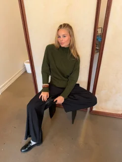 Alyssa striktrøje med turtleneck - Grøn