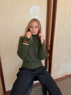 Alyssa striktrøje med turtleneck - Grøn