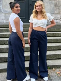 Amalia stribede bukser - navy