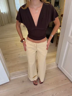 Amelia v-neck top - Brun