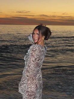 Amy kjole i zebraprint - Sort/hvid