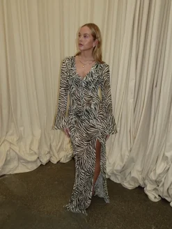 Amy kjole i zebraprint - Sort/hvid