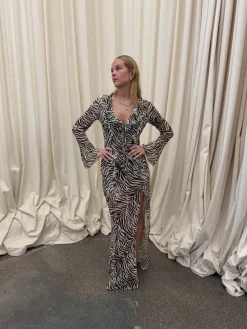Amy kjole i zebraprint - Sort/hvid