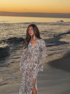 Amy kjole i zebraprint - Sort/hvid