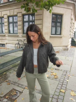 Ana herringbone bomberjakke - Brun
