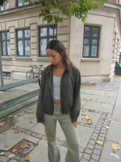 Ana herringbone bomberjakke - Brun