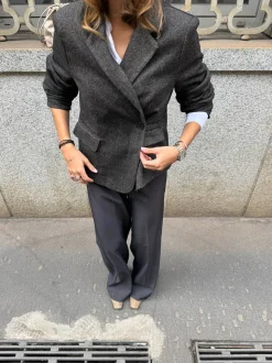 Anahita kort blazer - Mørkebrun/Sort