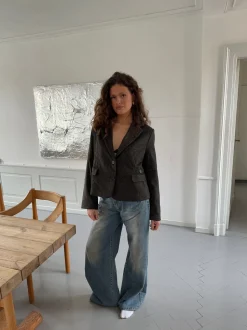 Anahita kort blazer - Mørkebrun/Sort