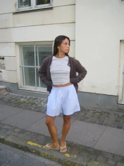 Andrea shorts med striber - Blå/hvid