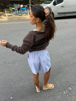 Andrea shorts med striber - Blå/hvid