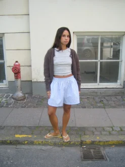 Andrea shorts med striber - Blå/hvid