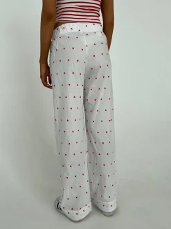 Ane pyjamas bukser med hjerter - Hvid