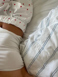 Ane pyjamas bukser med hjerter - Hvid