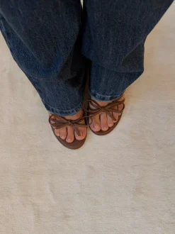 Anna mules med sløjfedetalje - Brun