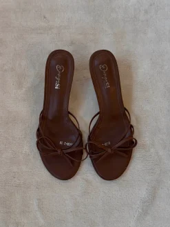Anna mules med sløjfedetalje - Brun