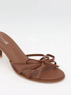 Anna mules med sløjfedetalje - Brun