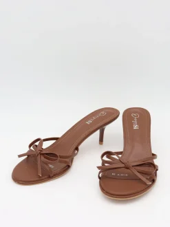 Anna mules med sløjfedetalje - Brun