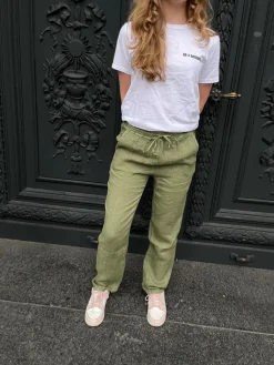 Anna Olympia hør bukser - Kaki