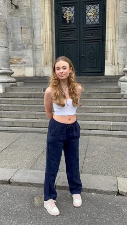 Anna Olympia hør bukser - navy