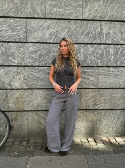 Anna Olympia lavtaljede suit bukser - Grå
