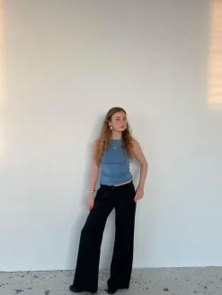 Anna Olympia wide leg suit pants - Sort