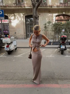 Antonia nederdel med knapper - Beige