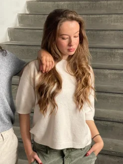 Arabella strikket t-shirt - Beige